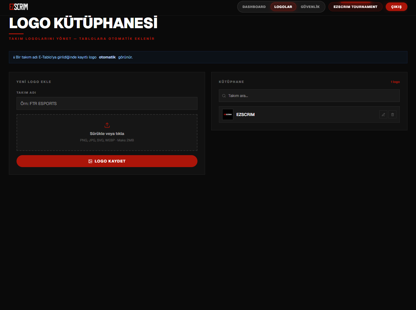 Takım logolarını yükle — Logo Kütüphanesi